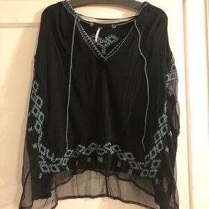 flowy free people black Aztec top
